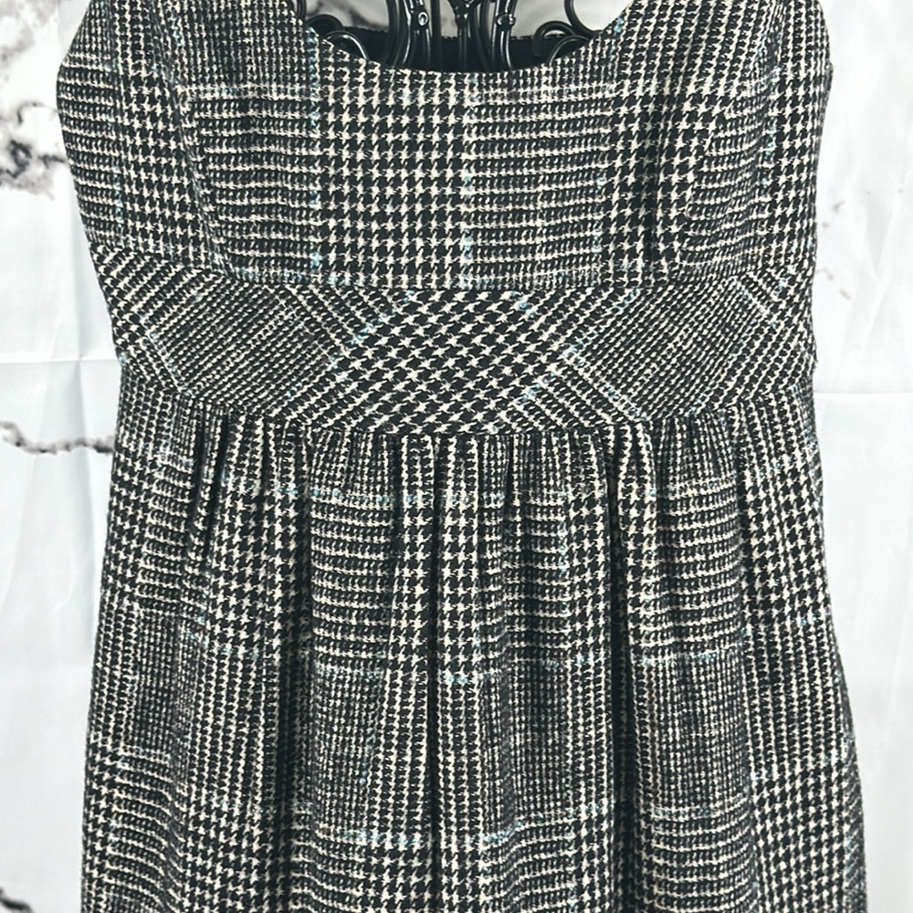 Zara Basic Plaid Jumper Houndstooth Wool Blend Midi Shift School Girl Academia - Picture 4 of 11
